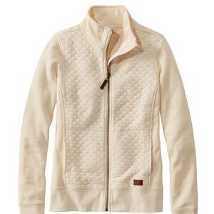 L.L. Bean Women’s Quilted Full-Zip Sweatshirt Cream Size XS